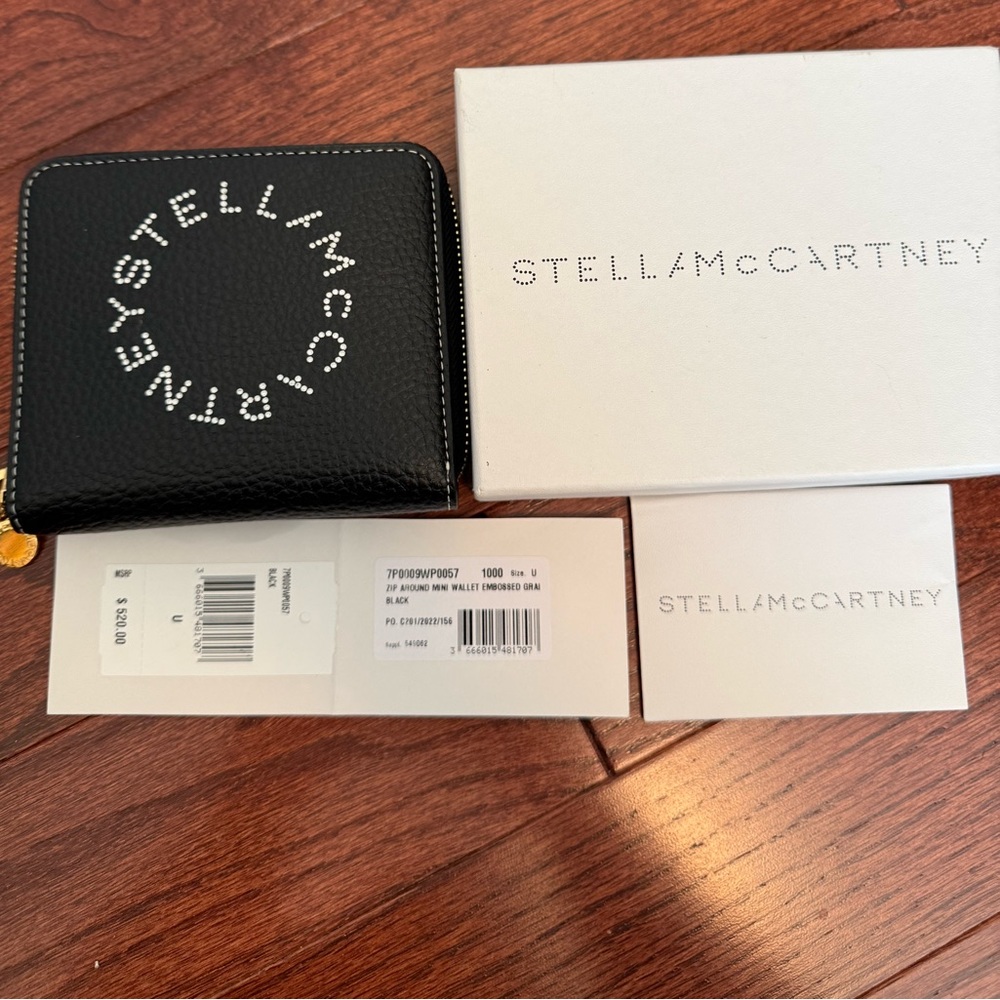Stella McCartney black zip around billfold